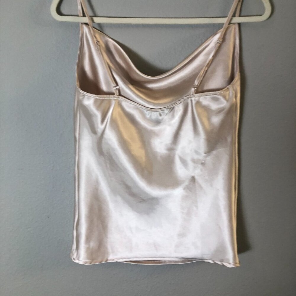 AE Studio American Eagle Satin Cami Tank Top Women's size M Nude Draped Neck - Picture 4 of 6